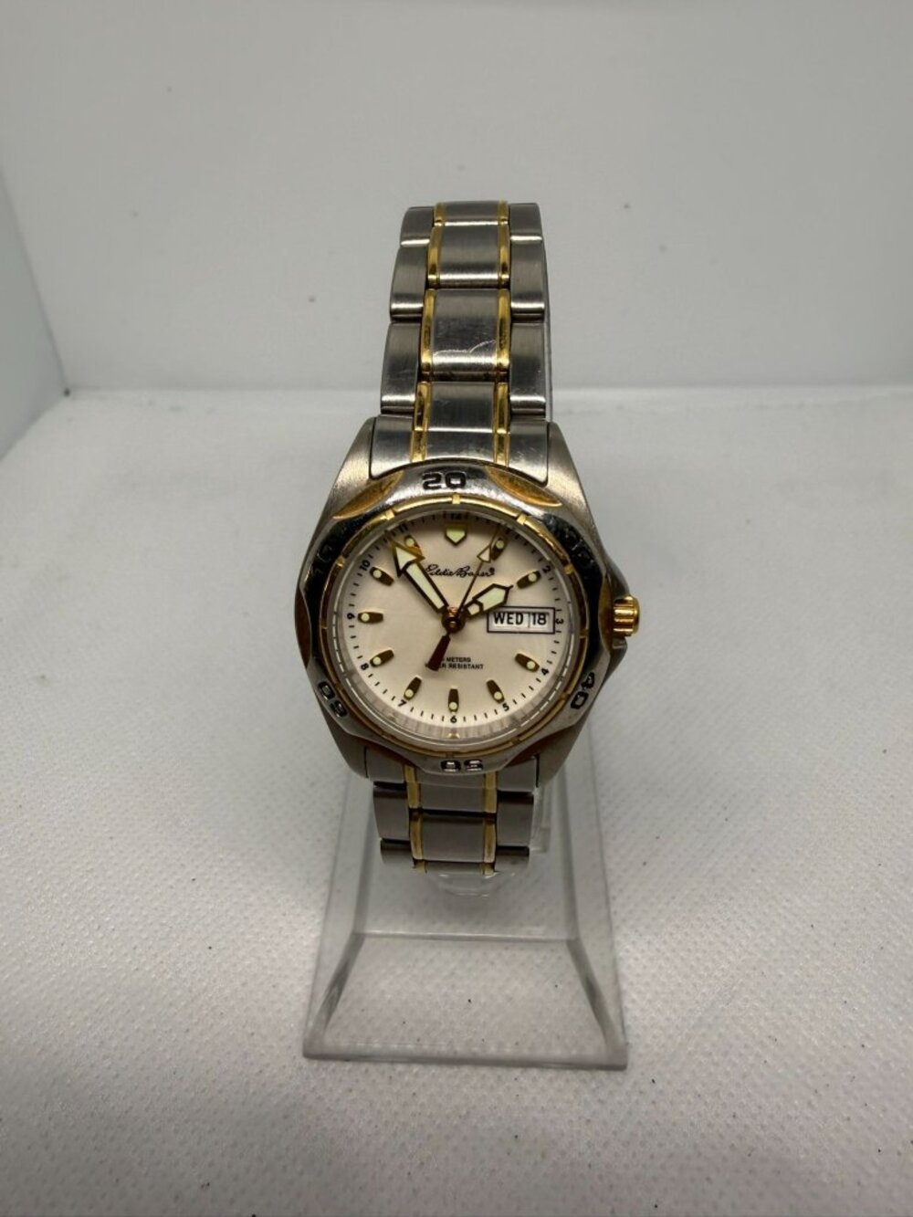Eddie Bauer 0083 Men's 41mm Two-Tone Day/Date Cream Dial Quartz Sport Watch